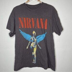 NIRVANA IN UTERO GRAY BAND T SHIRT SZ L